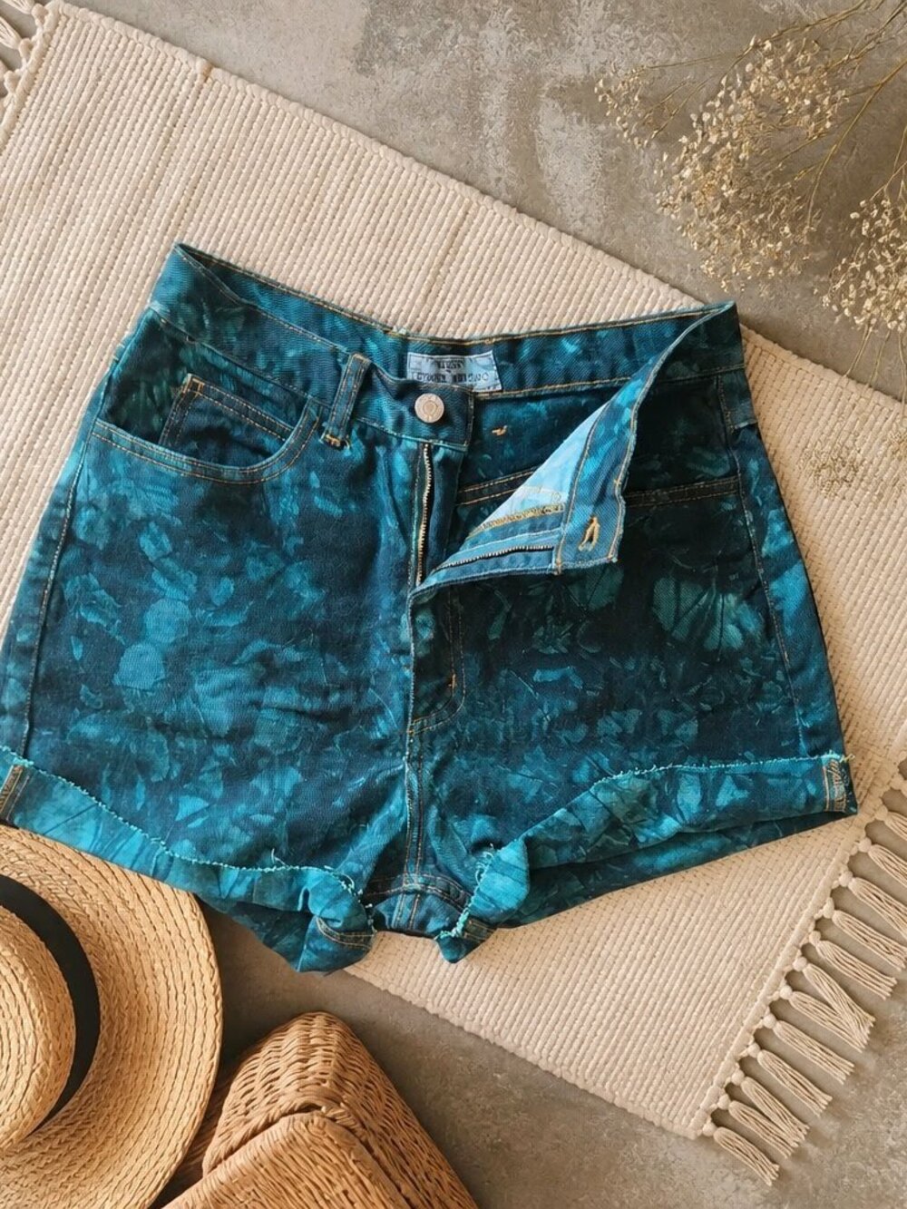 Vintage Guess by Georges Marciano Tie‑Dye Denim Shorts